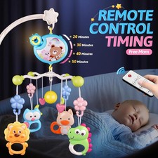 Baby Musical Crib Bed Bell Cot Mobile Animal World Light Nusery Lullaby Toy Gift