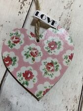 SHABBY CHIC Cath Kidston Decoupage Wood Heart 8cm Provence Pink Rose Gift 