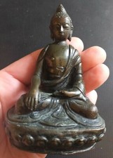 Antique Chinese bronze Buddha. Fantastic patination with good luck symbols. 280g
