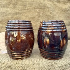 Pair Antique Brown Glazed