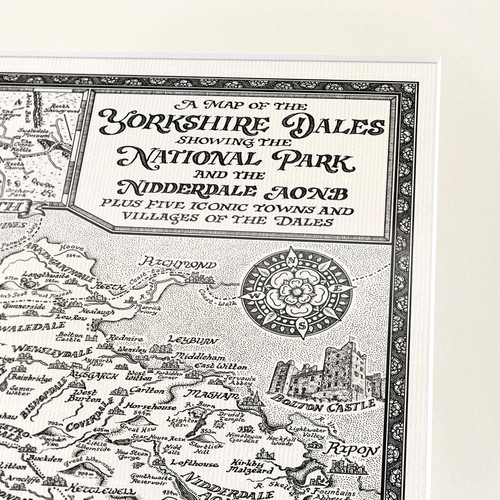 Yorkshire dales map with - dales,
