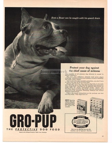 1954 gro pup dog food - gro-pup, boxer