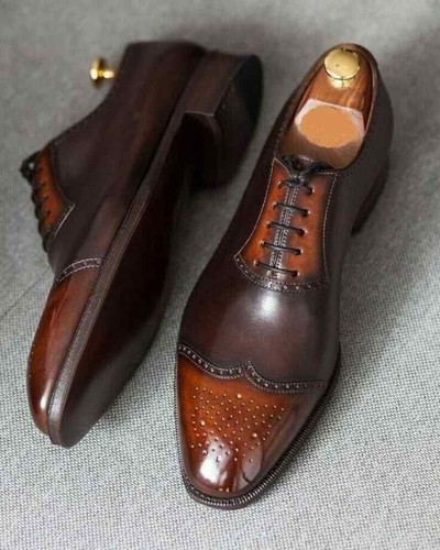 Mens handmade two tone brown