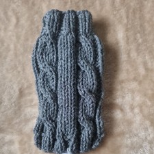 8" long hand knitted dog jumper. warm chunky. Gift Idea. Grey. Made to measure