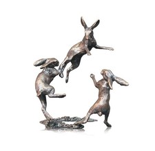 Bronze Hares Dancing Richard Cooper Solid Foundry Cast Butler & Peach 2079