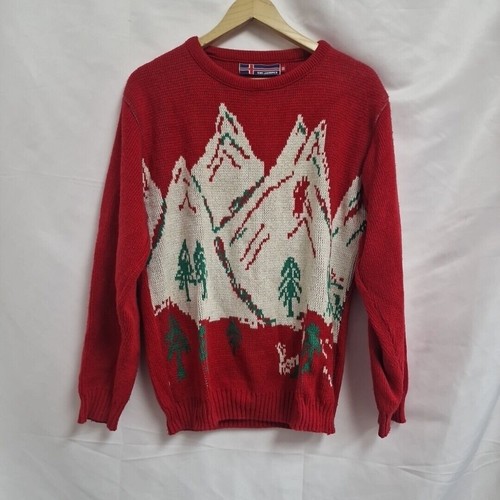 Mens red graphic winter - 90's,