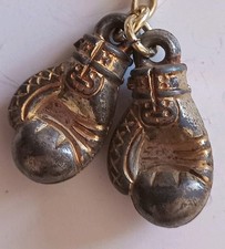 VINTAGE Old Metal Keyring sports exercise Boxing ? gloves pair boxers ? 
