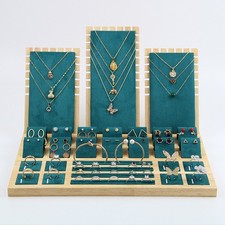 Jewellery Storage Tray Necklace Display Stand Grey Wooden Conter top Organiser ^