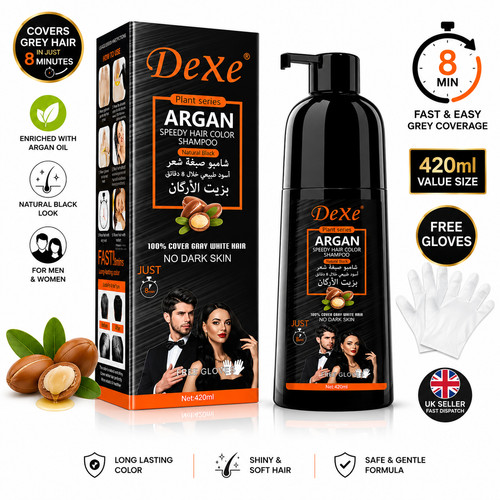 Dexe black hair colour shampoo - black,