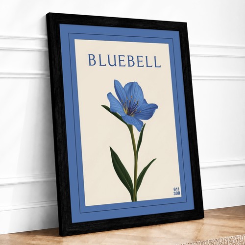 Bluebell botanical framed wall - bluebell,