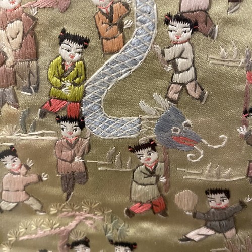 Chinese silk embroidered vtg - embroidered,