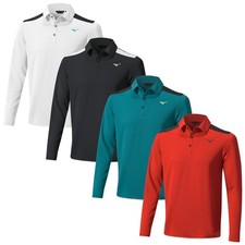 2025 Mizuno Mens Winter Elite Long Sleeve Polo Shirt Golf Move Tech Thermo Top