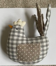 Whimsical grey gingham fabric Easter chicken ornament by Neptune