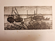 Sally Robson 'Devon Boats' limited edition signed print