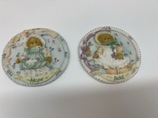 Cherished Teddies 1994 Priscilla Hillman Faith Hope Wall Plaques Set of 2
