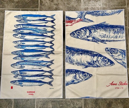 Tea towels sardine print - tea,