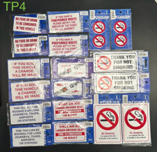 18 x TAXI INFORMATION STICKER PACK INC. NO SMOKING, SEAT BELT TP4 - FREE UK P&P/