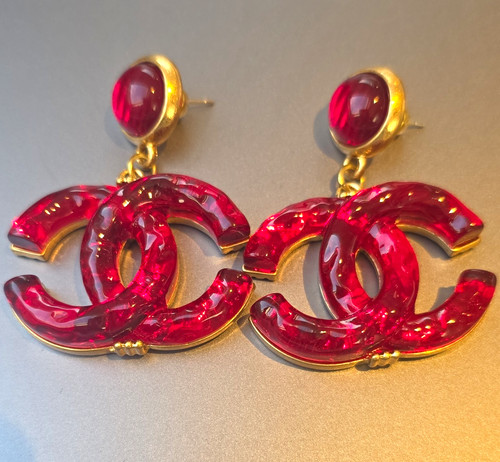 Chanel gold tone red logo - tone,