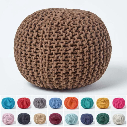 Cotton knitted pouffe - cotton,