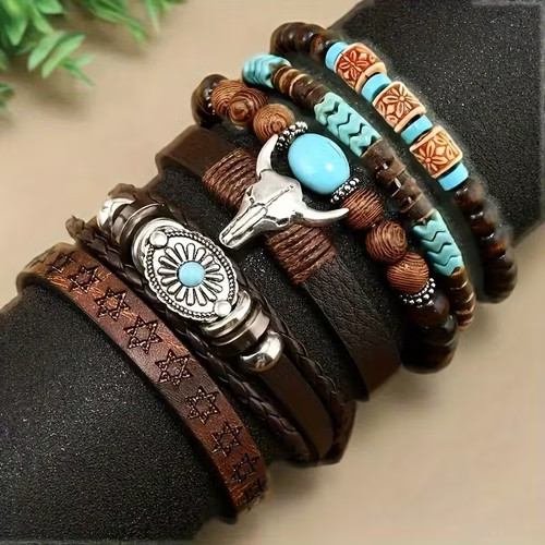 6pcs turquoise horn - turquoise, beads