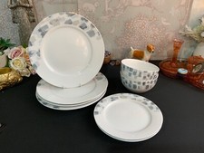 Sabichi porcelain grey patch plates and bowls 8pcs