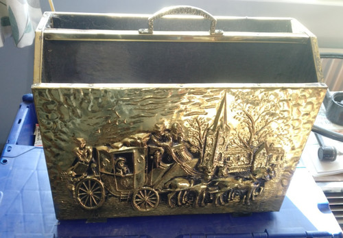 Vintage embossed brass