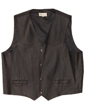 CLASSIC Mens Leather Waistcoat  XL Black Leather DP13