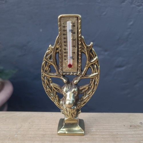 Vintage brass stag head - vintage,