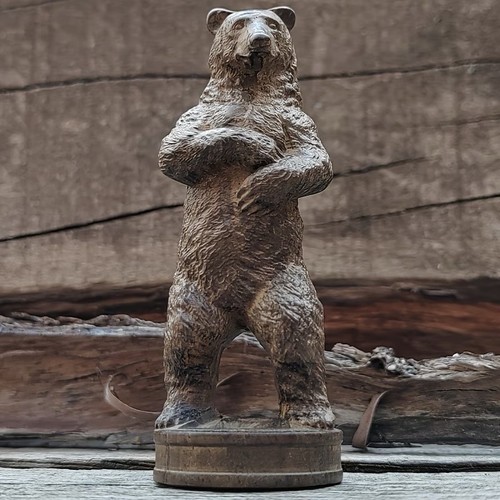 Hand carved wooden bear statue - wooden,