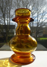 VINTAGE RIIHIMAKI LASI OY POMPADOUR HOOPED AMBER GLASS VASE BY TAMARA ALADIN 60s