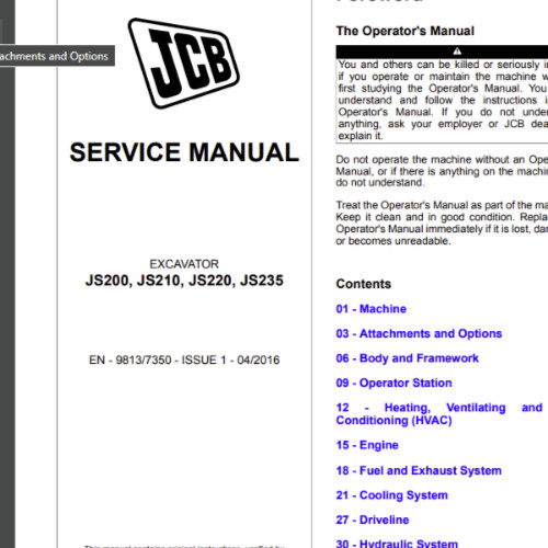 Jcb js200 js210 js220 js235 - jcb,