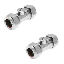 15mm Chrome Compression Isolating Isolation Service Ballofix Valve CP Valves x 2