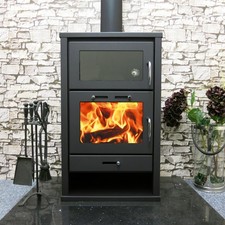 Wood Burning Stove w/ Back Boiler Multi Fuel Cooker Oven Triumph 20kw