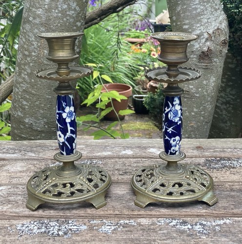 Pair antique victorian brass - pair, &