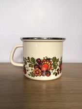 Vintage enamel floral - , pitcher