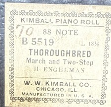 Kimball Player Piano Roll B