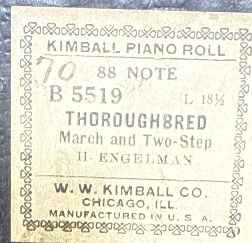 Kimball player piano roll - kimball, b