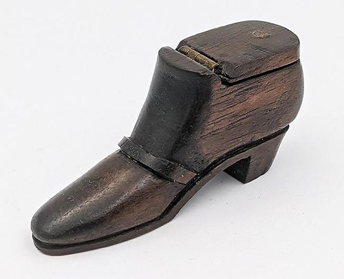 Antique treen carved shoe - antique,