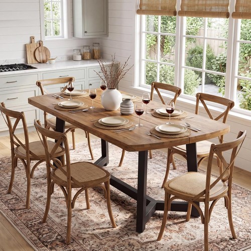 Farmhouse pine wood dining - wood,