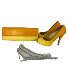 Aldo Yellow Patent Leather Heels Shoes Purse Set  Women Size UK 4 Eur 37