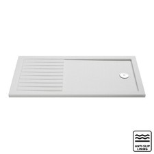 Nuie Slip Resistant 1600 x 800mm Rectangular Walk In Shower Tray & Drying Area