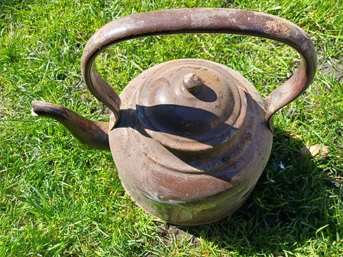 Large vintage brown enamel - brown,