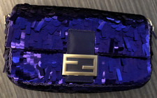 Large Purple Sequin Baguette Bag - Brand New