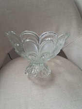 Vintage Toscana Bohemia Crystal Bowl With Scalloped Edge And Frosted Panels