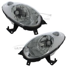 Headlights Fits Nissan Micra K12 2003-2007 Chrome Inner Headlamps Left & Right