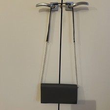 BNWOT River Island Grey Clutch/Shoulder Bag with Burgundy Lining & Chain Strap