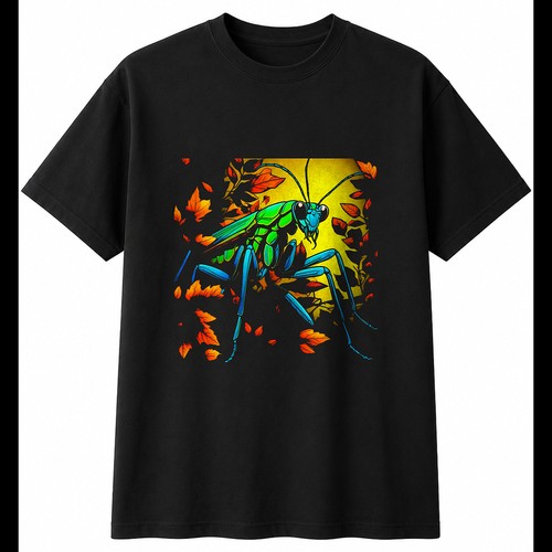 Neon praying mantis - praying,