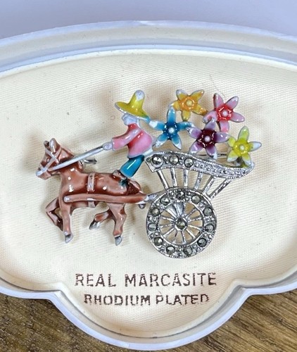 Vintage marcasite brooch - marcasite,