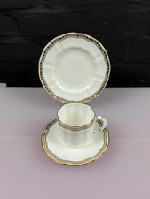 Royal Crown Derby Carlton Green A.1302 Coffee Trio Cup Saucer and Side Plate Set
