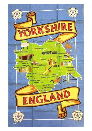 Yorkshire map tea towel - tea,